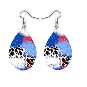 Americana Themed Teardrop Earrings